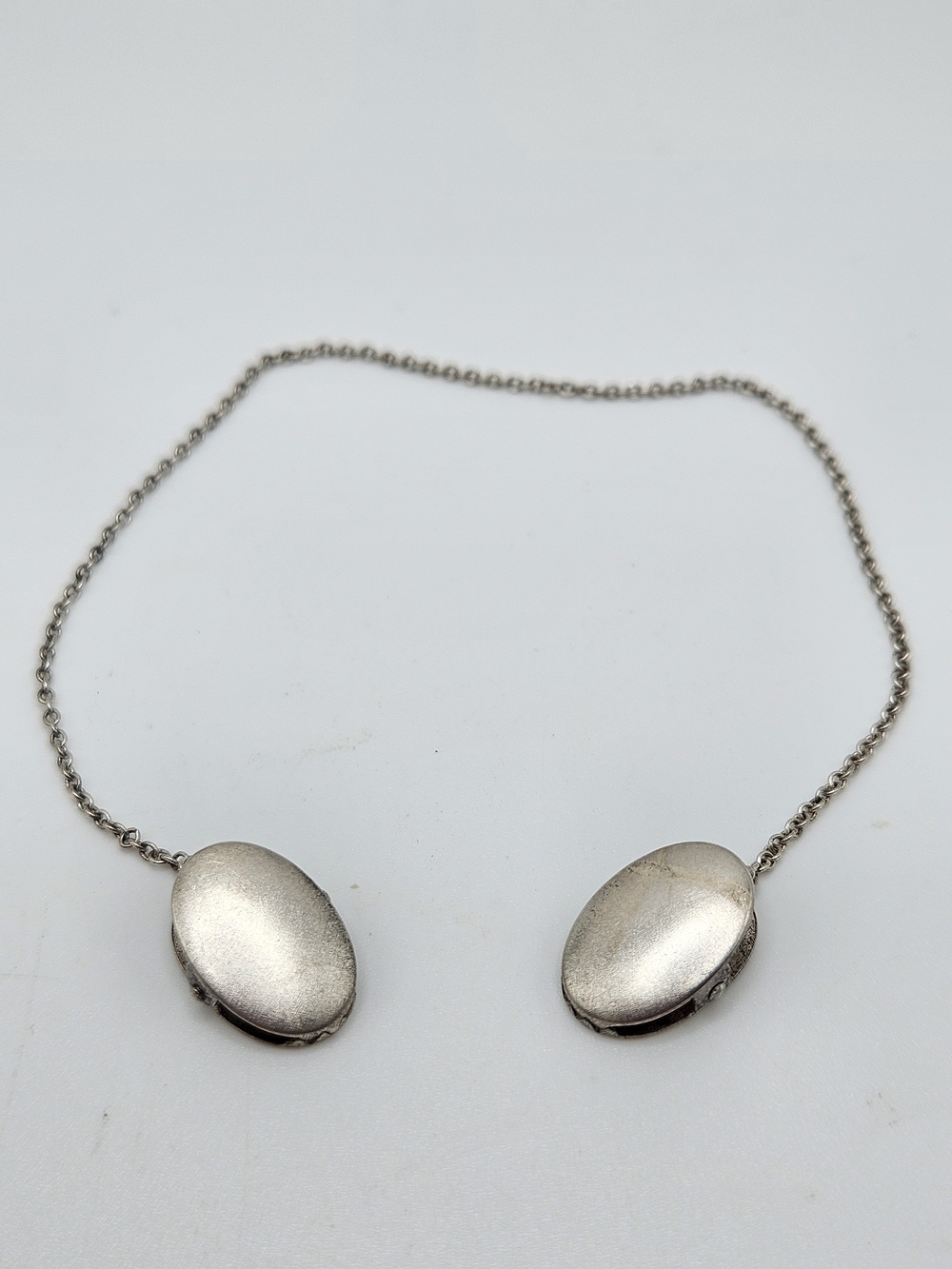 VINTAGE Sterling Silver Oval Chain Sweater Clips Dress Clip
